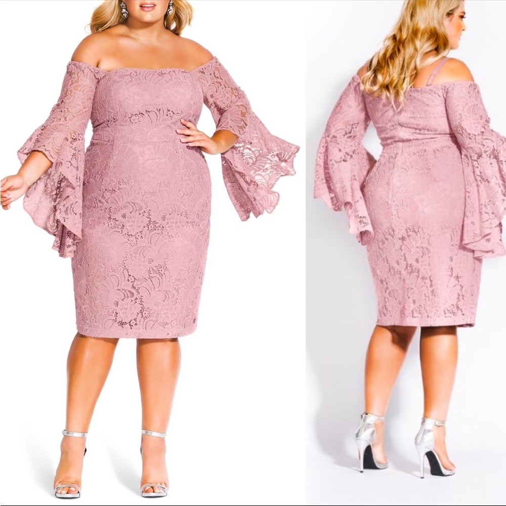City Chic Dress Mystic Lace Deep Blush Size S/16 New With Tag